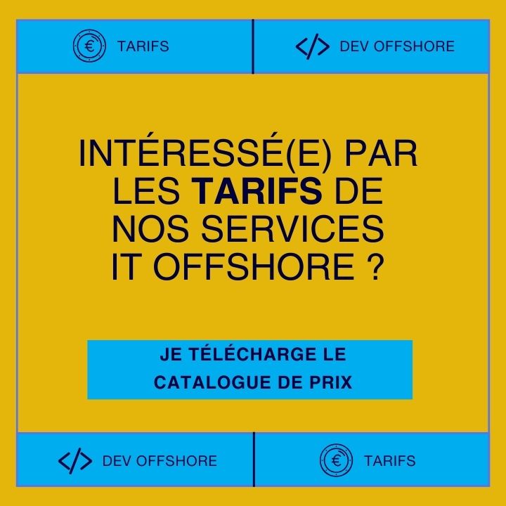 Téléchargez le catalogue de prix des services proposées par notre entreprise de logiciels offshore