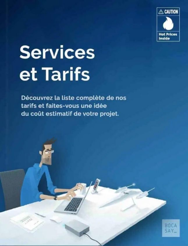 Couverture de notre catalogue de prix TJM développeur Madagascar